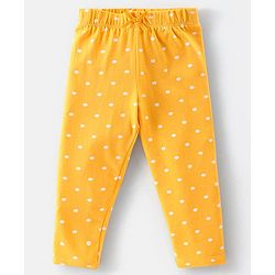 Babyhug Cotton Lycra Full Length Stretchable Leggings Floral & Dot Print Pack of 3- Yellow Pink & Blue