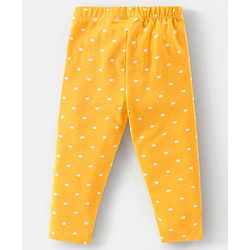 Babyhug Cotton Lycra Full Length Stretchable Leggings Floral & Dot Print Pack of 3- Yellow Pink & Blue