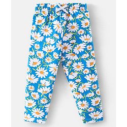 Babyhug Cotton Lycra Full Length Stretchable Leggings Floral & Dot Print Pack of 3- Yellow Pink & Blue