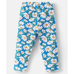 Babyhug Cotton Lycra Full Length Stretchable Leggings Floral & Dot Print Pack of 3- Yellow Pink & Blue