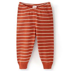 Babyhug Woollen Full Length Fleece Pant Striped- Brown