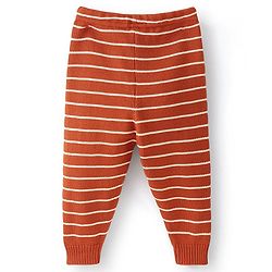 Babyhug Woollen Full Length Fleece Pant Striped- Brown