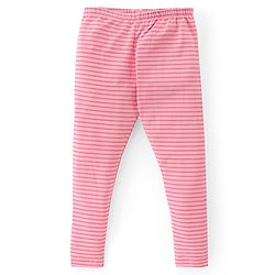 Babyhug Cotton Lycra Full Length Leggings Stripes & Dot Print Pack of 3- Pink & Blue