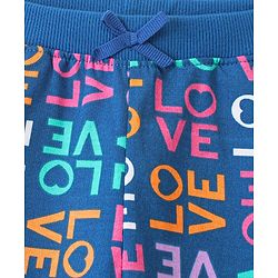 Babyhug Cotton Looper Knit Full Length Lounge Pant Love Printed - Blue
