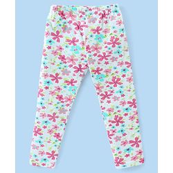 Babyhug Cotton Lycra Full Length Polka Dots & Floral Printed Leggings Pack of 3 - Multicolour
