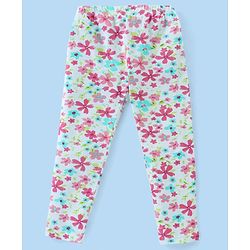 Babyhug Cotton Lycra Full Length Polka Dots & Floral Printed Leggings Pack of 3 - Multicolour