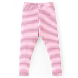 Babyhug Cotton Lycra Full Length Leggings Stripes & Floral Print Pack of 3- Pink Yellow & Blue