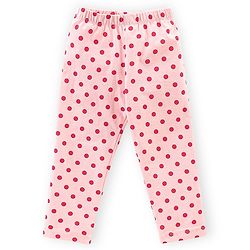 Babyhug Cotton Lycra Knit Full Length Stretchable Leggings Polka Dot & Floral Print Pack of 3 - Peach Pink & Green