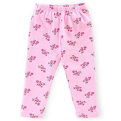 Babyhug Cotton Lycra Knit Full Length Stretchable Leggings Polka Dot & Floral Print Pack of 3 - Peach Pink & Green