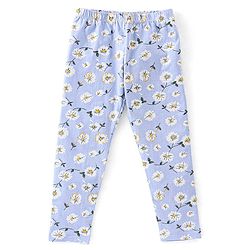 Babyhug Cotton Lycra Full Length Leggings Floral Print Pack of 3 - Pink Yellow & Blue