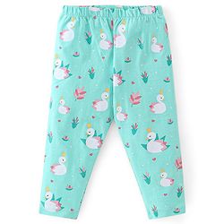 Babyhug Cotton Lycra Knit Full Length Leggings with Stretch & Heart Print Pack of 3 - Pink & Green