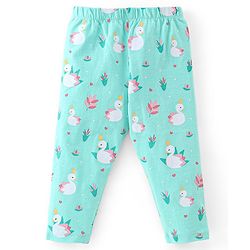 Babyhug Cotton Lycra Knit Full Length Leggings with Stretch & Heart Print Pack of 3 - Pink & Green