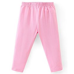 Babyhug Cotton Lycra Knit Full Length Leggings with Stretch & Heart Print Pack of 3 - Pink & Green
