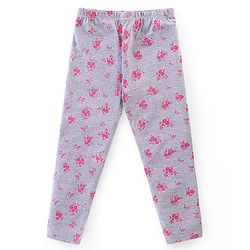 Babyhug Cotton Lycra Full Length Solid & Floral Printed Leggings Pack of 3 - Multicolour