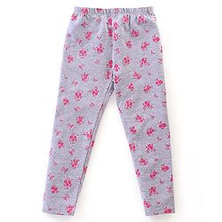 Babyhug Cotton Lycra Full Length Solid & Floral Printed Leggings Pack of 3 - Multicolour