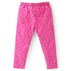 Babyhug Cotton Lycra Full Length Leggings Hearts Printed Pack of 3 - Pink Blue & Lilac