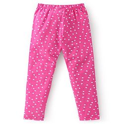 Babyhug Cotton Lycra Full Length Leggings Hearts Printed Pack of 3 - Pink Blue & Lilac