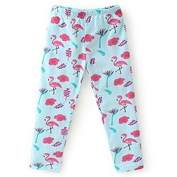 Babyhug Cotton Lycra Full Length Leggings Hearts Printed Pack of 3 - Pink Blue & Lilac