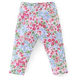 Babyhug Cotton Lycra Knit Full Length Leggings Floral & Fruity Print Pack of 5 - Pink Blue & Peach