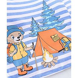 Babyhug Cotton Knit Full Sleeves T-Shirt Stripes & Bear Graphics - Blue