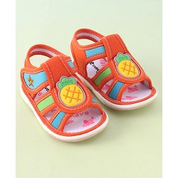Cute Walk by Babyhug Musical Sandals With Velcro Closure Pineapple Patch- Orange