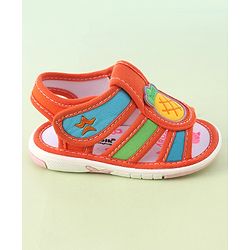 Cute Walk by Babyhug Musical Sandals With Velcro Closure Pineapple Patch- Orange