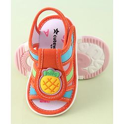 Cute Walk by Babyhug Musical Sandals With Velcro Closure Pineapple Patch- Orange