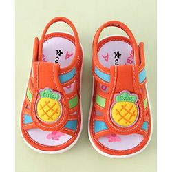 Cute Walk by Babyhug Musical Sandals With Velcro Closure Pineapple Patch- Orange