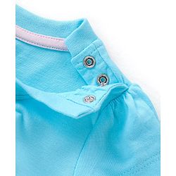 Babyhug Cotton Knit Half Sleeves Swan Printed Night Suit - Blue & Pink