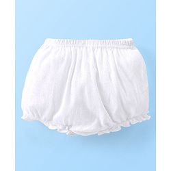 Babyhug 100% Cotton Knit Premium Pointelle Fabric Bloomers Pack Of 3 - White