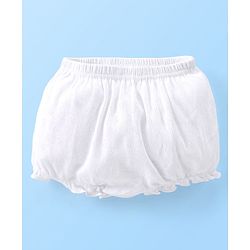 Babyhug 100% Cotton Knit Premium Pointelle Fabric Bloomers Pack Of 3 - White