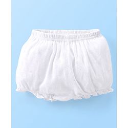 Babyhug 100% Cotton Knit Premium Pointelle Fabric Bloomers Pack Of 3 - White