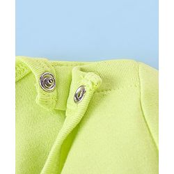 Babyhug 100% Cotton Full Sleeves Onesies With Cap Stripes & Dino Print- Green