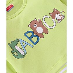 Babyhug 100% Cotton Full Sleeves Onesies With Cap Stripes & Dino Print- Green