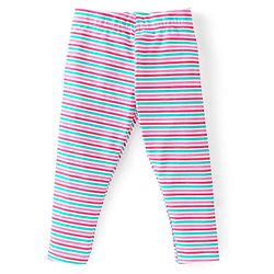 Babyhug Cotton Lycra Knit Full Length Leggings Floral Printed Pack of 3 - Blue