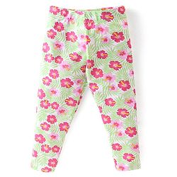 Babyhug Cotton Lycra Knit Full Length Leggings Floral Printed Pack of 3 - Blue