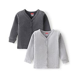 Babyhug Full Sleeves Solid Color Thermal Inner Wear Pack of 2 - Grey