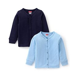 Babyhug Cotton Full Sleeves Thermal Wear Solid Pack Of 2 - Blue