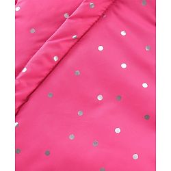 Babyhug Full Sleeves Foil Printed Hooded Winter Wear Romper - Fuchsia