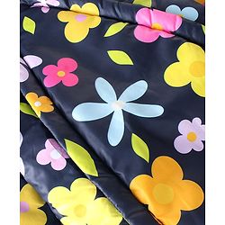 Babyhug Woven Full Sleeves Winter Wear Hooded Romper with Floral Print - Navy Blue