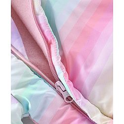 Babyhug Woven Full Sleeves Striped Winter Wear Hooded Romper - Multicolour