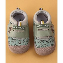 Cute Walk by Babyhug Velcro Closure Casual Shoes Dino Print - Green