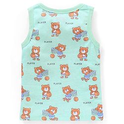 Babyhug 100% Cotton Antibacterial Vests Teddy Print Pack Of 3 - Green & Purple