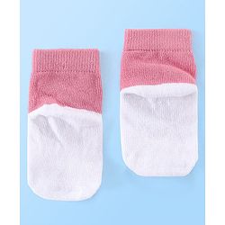 Cute Walk by Babyhug Anti Bacterial Ankle Length Teddy Design Socks Pack of 5 - Pink & White