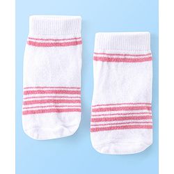Cute Walk by Babyhug Anti Bacterial Ankle Length Teddy Design Socks Pack of 5 - Pink & White