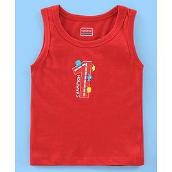 Babyhug 100% Cotton Antibacterial Sleeveless Sando Vests Stripes & Car Print Pack of 5- Blue Red & White