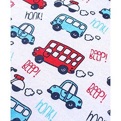 Babyhug 100% Cotton Antibacterial Sleeveless Sando Vests Stripes & Car Print Pack of 5- Blue Red & White