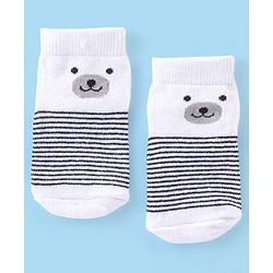 Cutewalk By Babyhug Anti Bacterial Ankle Length Socks Pack Of 5 Bear Print - Navy Blue & White