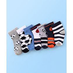 Cute Walk by Babyhug Anti Bacterial Ankle Length Socks Football Design Pack of 7 - Multicolour