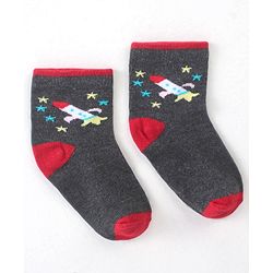 Cute Walk by Babyhug Cotton Blend Ankle Length Anti Bacterial Socks Space Design Pack of 5 - Blue & Grey
